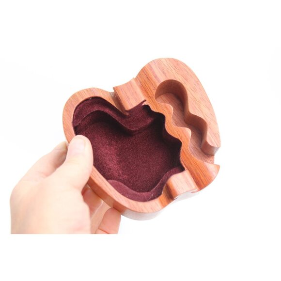 Artisan-Signed Wooden Apple Puzzle BoxHand-Carved • Hidden Compartment - Picture 7 of 14